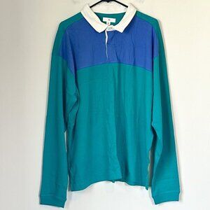 NWT BP by Nordstrom Retro Colorblock Collared Long Sleeve Polo T-Shirt XL
